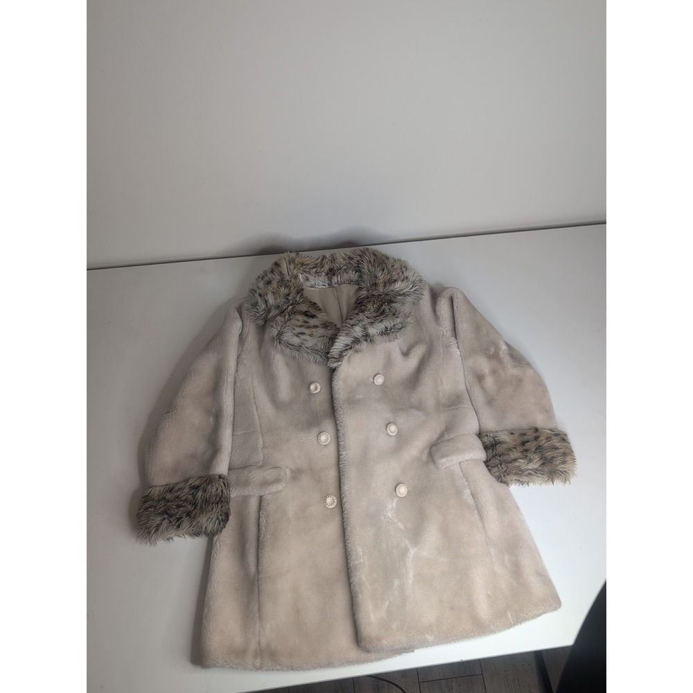 Borgana by Russel Taylor Vintage Faux Fur Coat USA MADE Beige Tan Sz Small